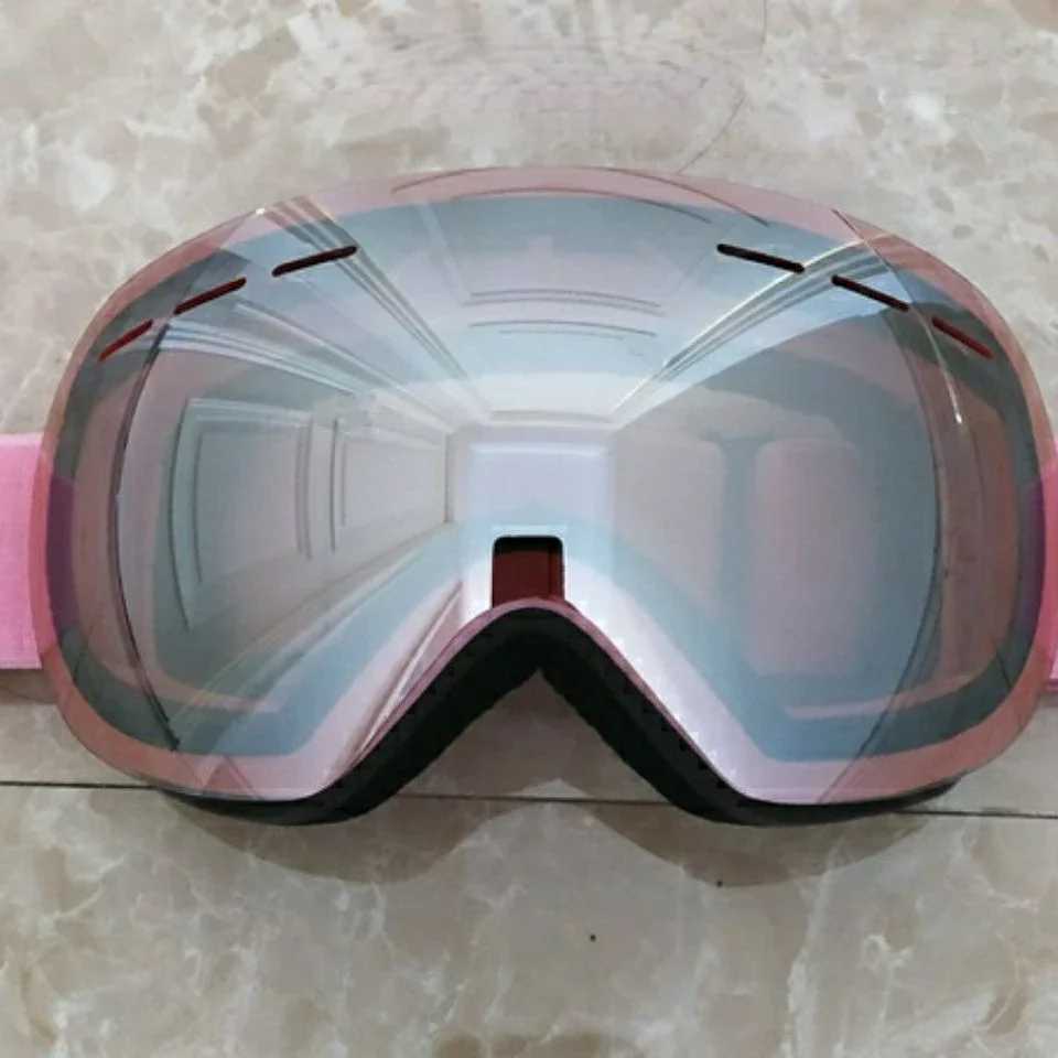 Professional large spherical adult double-layer anti fog skiing goggles womens pink ski goggles anti fog snow sports glasses CL241010