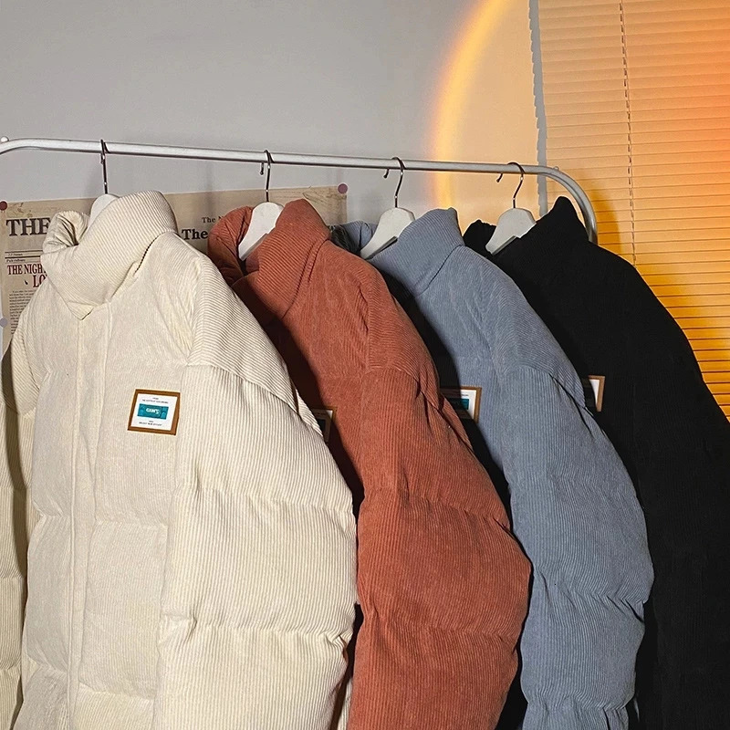 Harajuku Mens Warm Parkas Winter Jacket Corduroy Cotton Oversized Mens Winter Jacket Windproof Pad Jacket Womens Parkas 241007