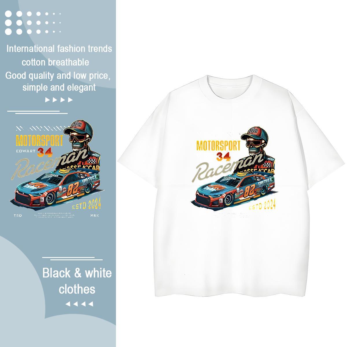 Popular T shirt 230g Pure Cotton skull Casual Beach Customized Print Crew Neck Breathable Men Tops Tees Classic Clothings