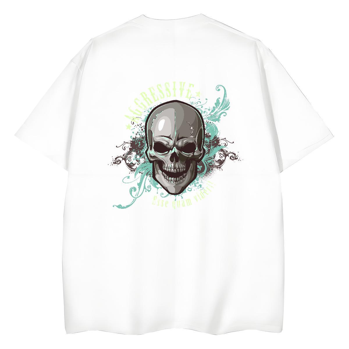 2024 Woman T Shirts 100% Cotton 230g Breathable Short Sleeve Sports Street Wear skull Women Tshirts Female DIY Anime Top Shirts