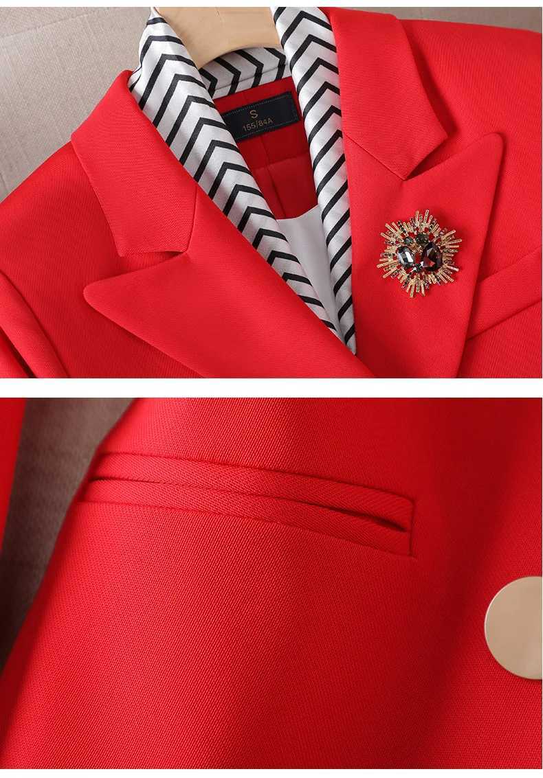 Womens suit red jacket+pants 2-piece set office womens formal business suit white elegant womens suit W241009