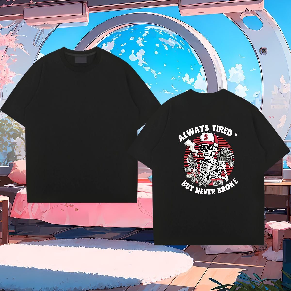 Designer T Shirts Men 230g Cotton skull Beach Custom Printing Pure Cotton Men Tops Tees New Clothings