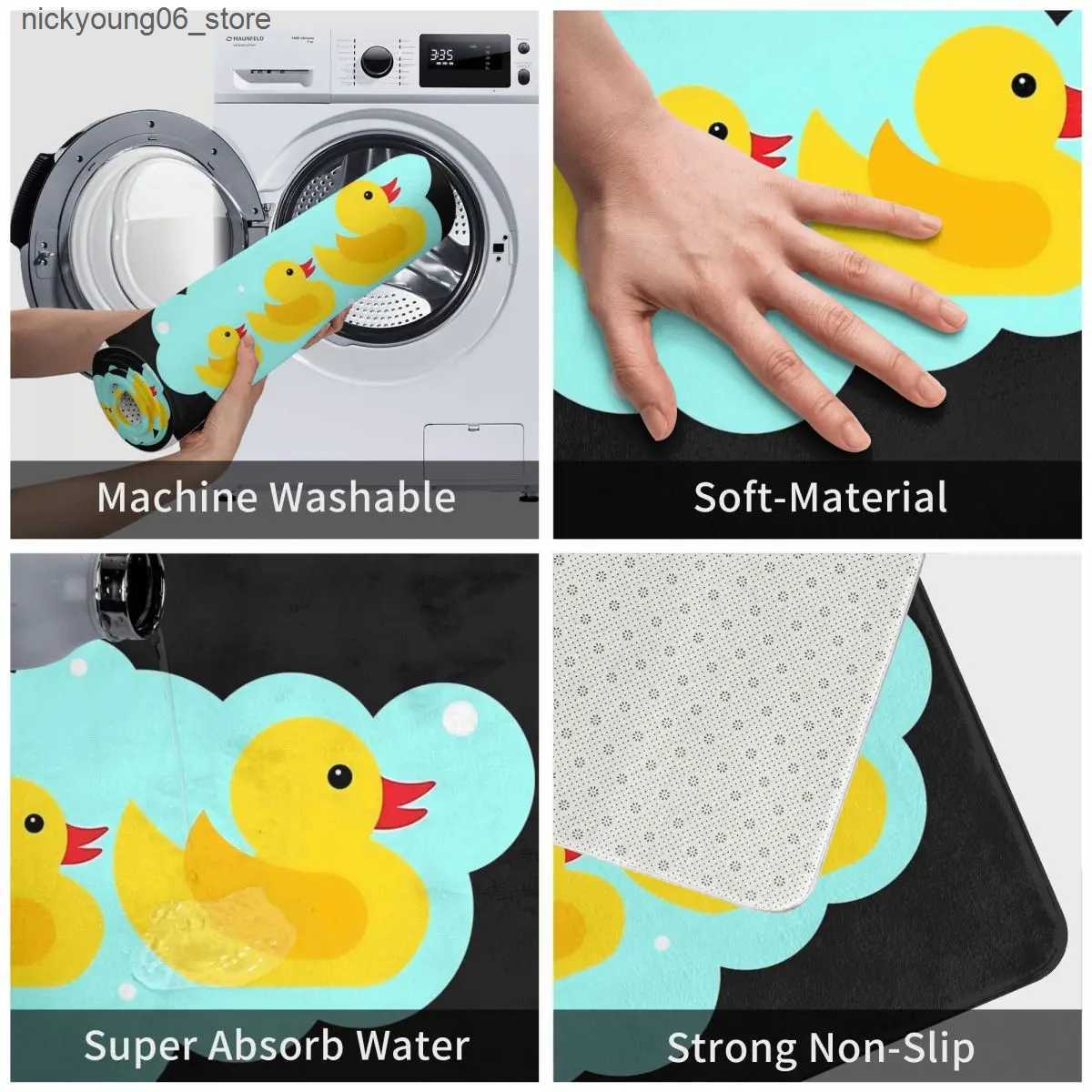 Non-Slip Bath Mats Bath Mat Kitchen Shower Door Yellow Bathtime Rubber Ducks Family Foot Mat Cartoon Toilet Pad Fast Dry Anti Slip Bathroom Mats L2409