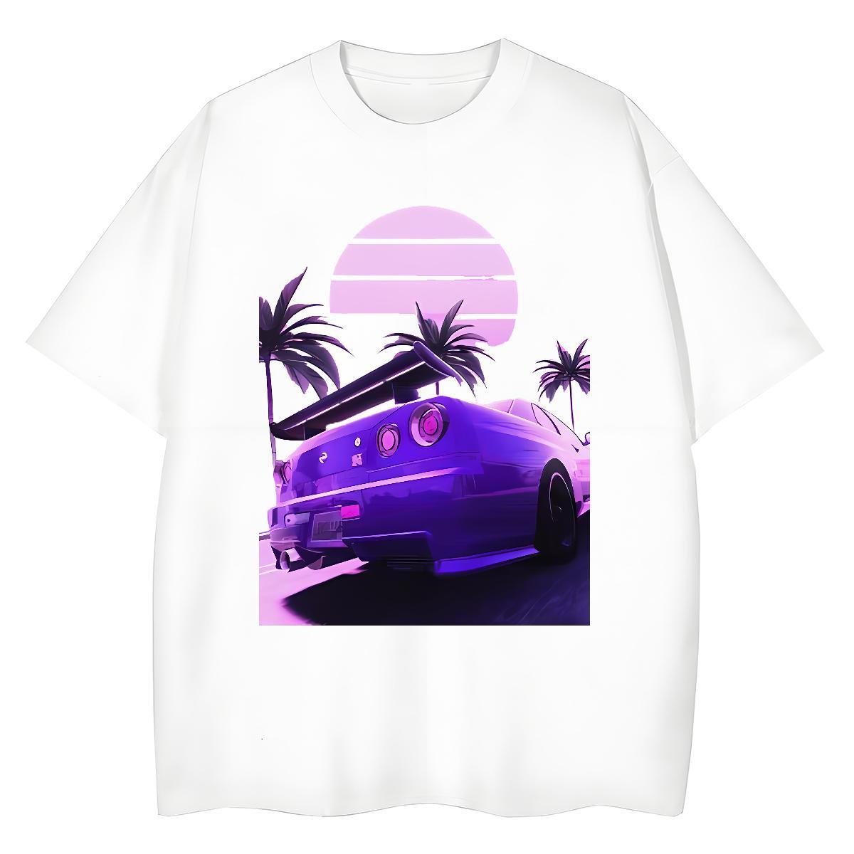 Loose Mens T Shirts 230g Pure Cotton car Spring Summer Custom Printing Crew Neck Men Tops Tees Fashion New Clothings