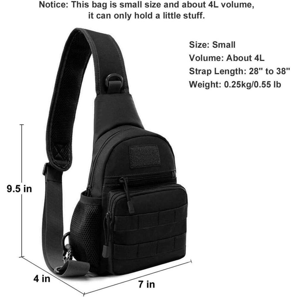 Sg Chest Bag, 900D Nylon Tactical MOLLE Compact Crossbody Hiking Cycg Pack