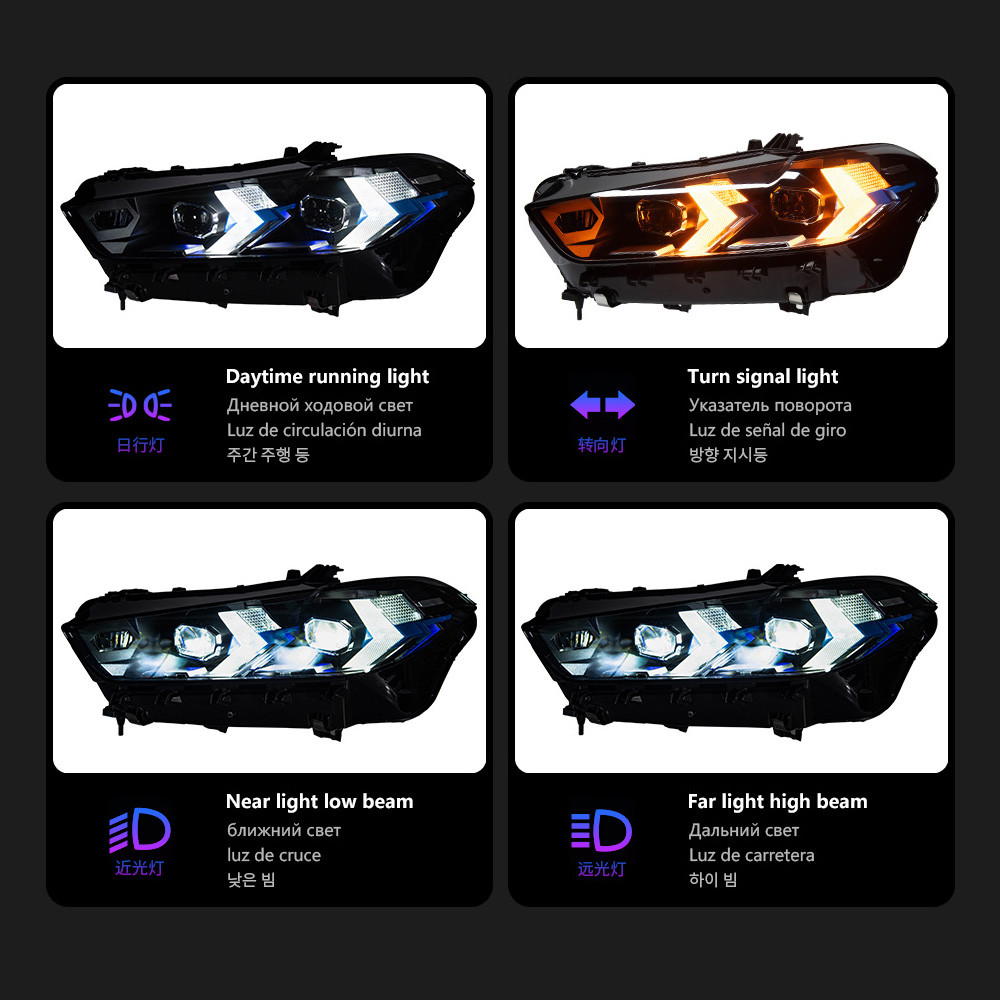 Car LED Lights Upgrade For BMW X5 G05 20 19-20 22 Low Beam Front Lights Dynamic Signal Head Lamp