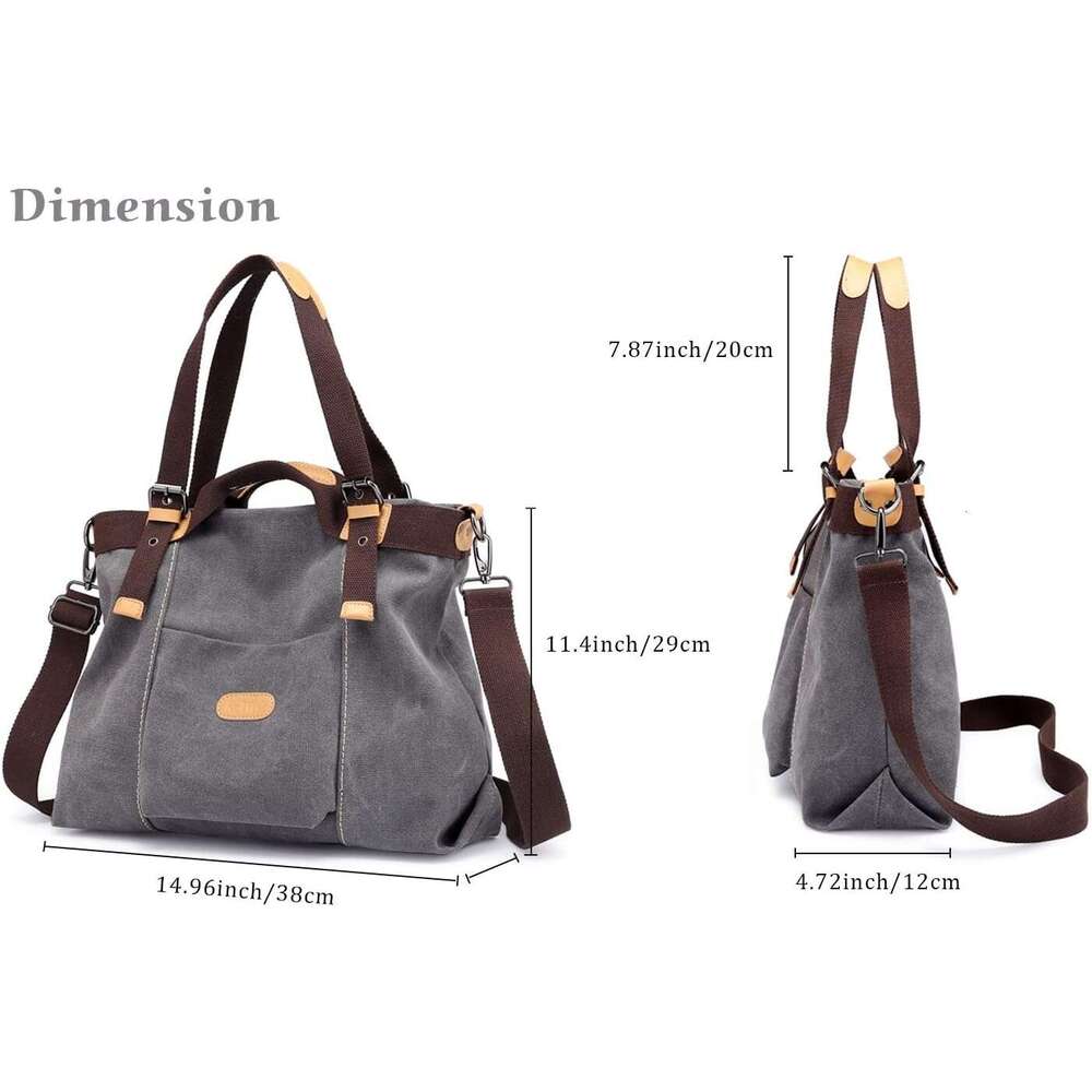 Women Hobo Handbags Canvas Casual Vintage Shoulder bag Daily Purse Tote Crossbody Shopper Bag