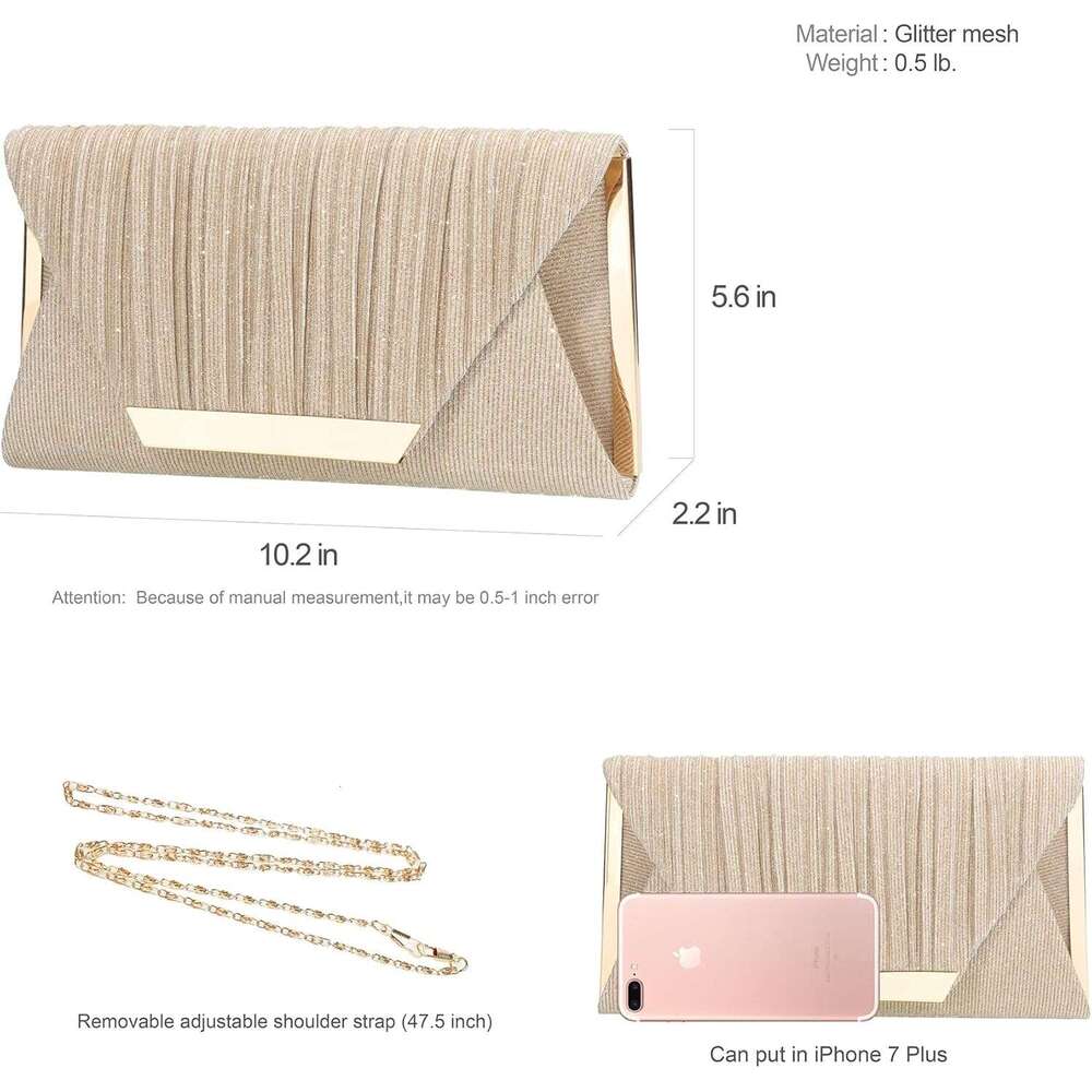 Glitter Clutch Purses for Women Evening Bags Clutches Flap Envelope Handbags Large Wedding Party Prom Purse