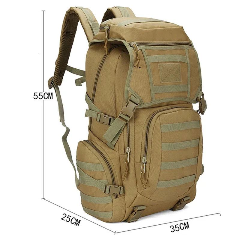 Camping hiking backpack multifunctional outdoor fishing sports climbing waterproof bag 50L large capacity mens luggage 241008