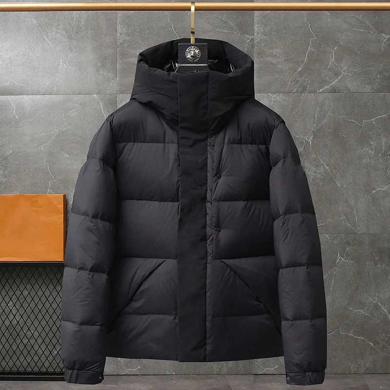 Men's Down Parkas New hooded motorcycle jacket for winter thick windproof waterproof trendy and comfortable outdoor snowmobile short jacket Y2410