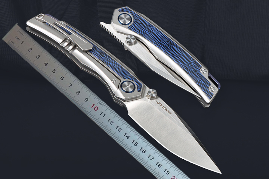 High End TC4 Titanium Alloy Flipper Knife 10Cr15Mov Satin Drop Point Blade Ball Bearing Fast Open EDC Pocket Knives Outdoor Tools
