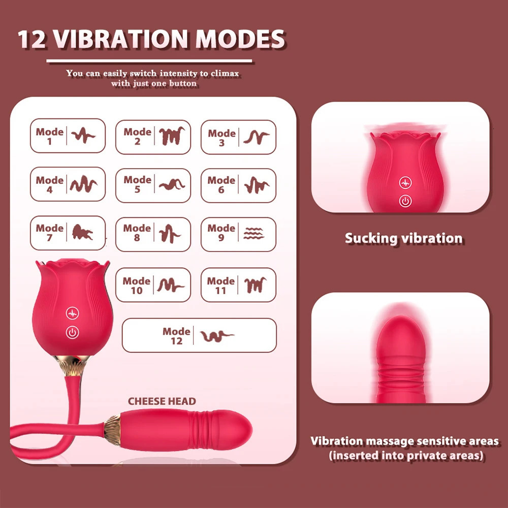 Rose Shape Vagina Sucking Vibrator Intimate Nipple Sucker Oral Licking Clitoris Stimulation Thrusting Powerful Sex Toy for Women 241010