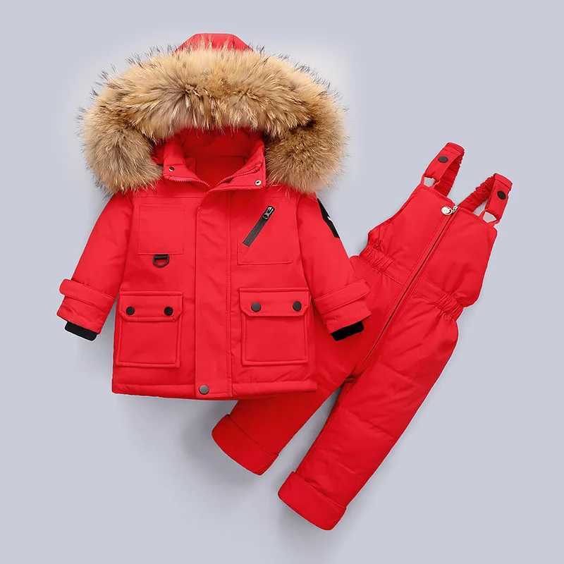 Down Coat -30 degrees Baby Boys Winter warm down jacket Jumpsuit Girl Clothes children Clothing Set 2pcs Toddler Thicken Overalls Snowsuit H241010