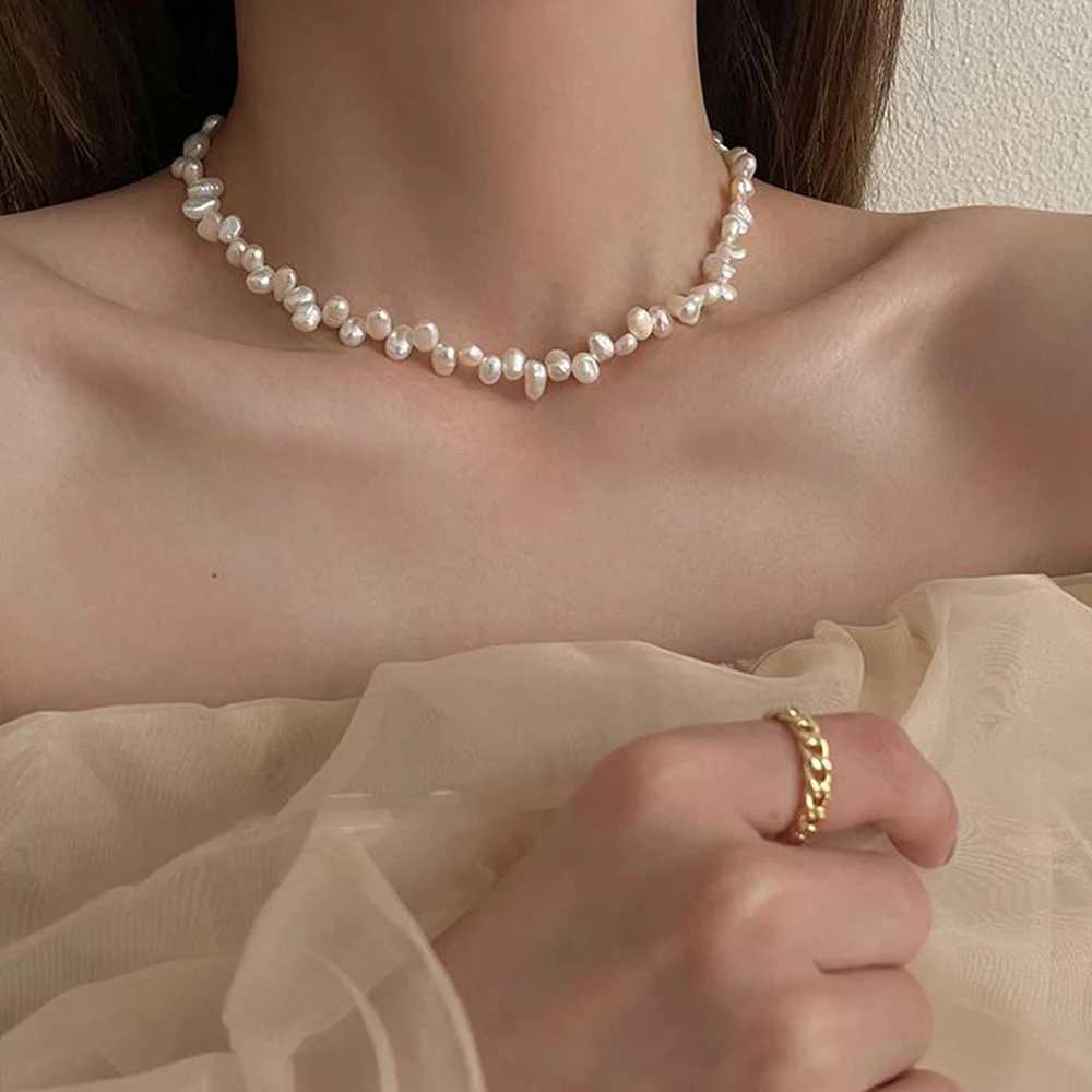 Simple Imitation Pearl Necklace Adjustable Elegant Irregular Beads New Trend Date Wedding Party Jewelry Women Girls GiftX241009