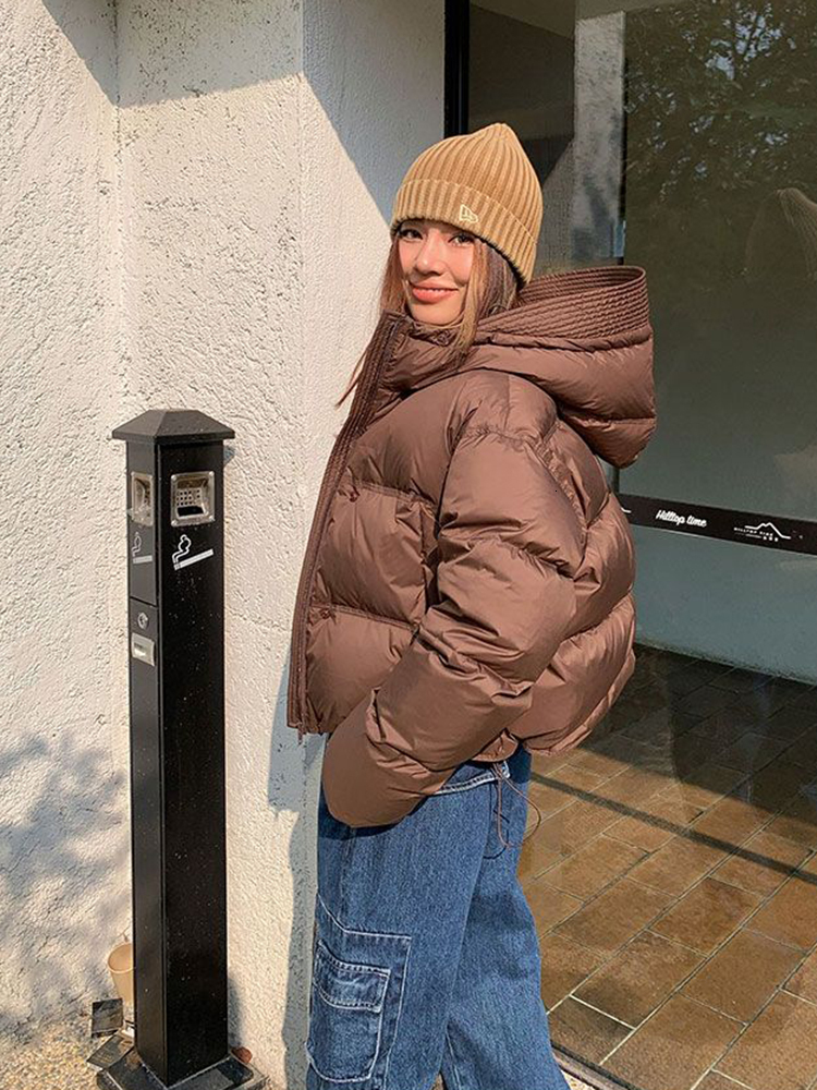 2023 Winter Women's Down Jackets Casual Coat Hooded Female Puffer Jacket Cotton Padded Parka Windproof Warm Outwear