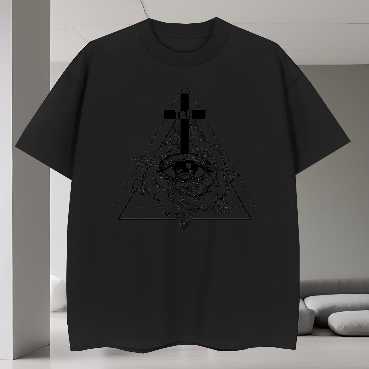 Cool Mens T Shirts 230g Cotton eye of the devil Casual Daily Wear DIY Printed Breathable Crew Neck Tshirt for Man Woman New Arrival Clothings