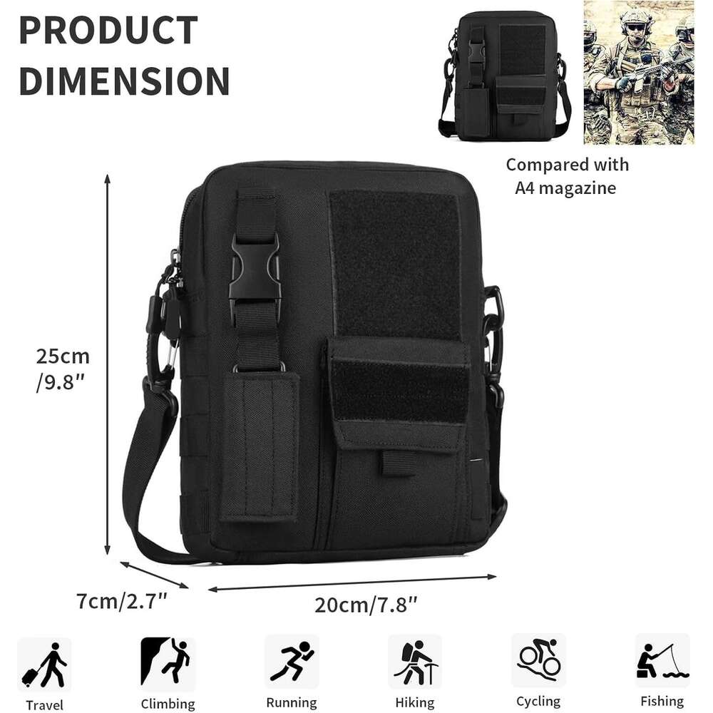 Messenger Canvas Classic Vintage Black Shoulder bag Small Tactical Bag Brown Crossbody Casual Pack
