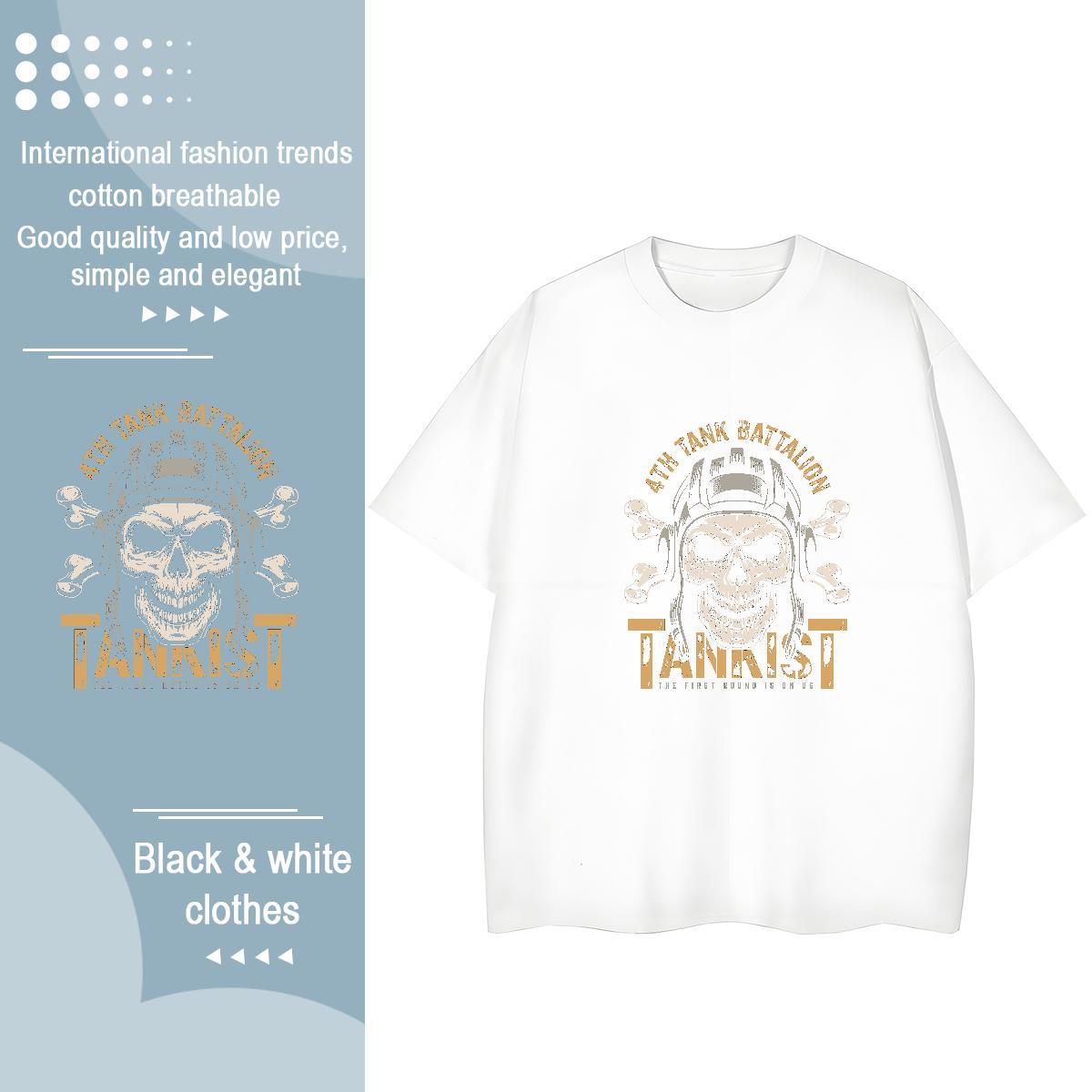 Factory Direct T Shirts Women 230g 100% Cotton Breathable Short Sleeve Spring Summer skull Couples T Shirts High quality DIY Logo Clothes Shirt