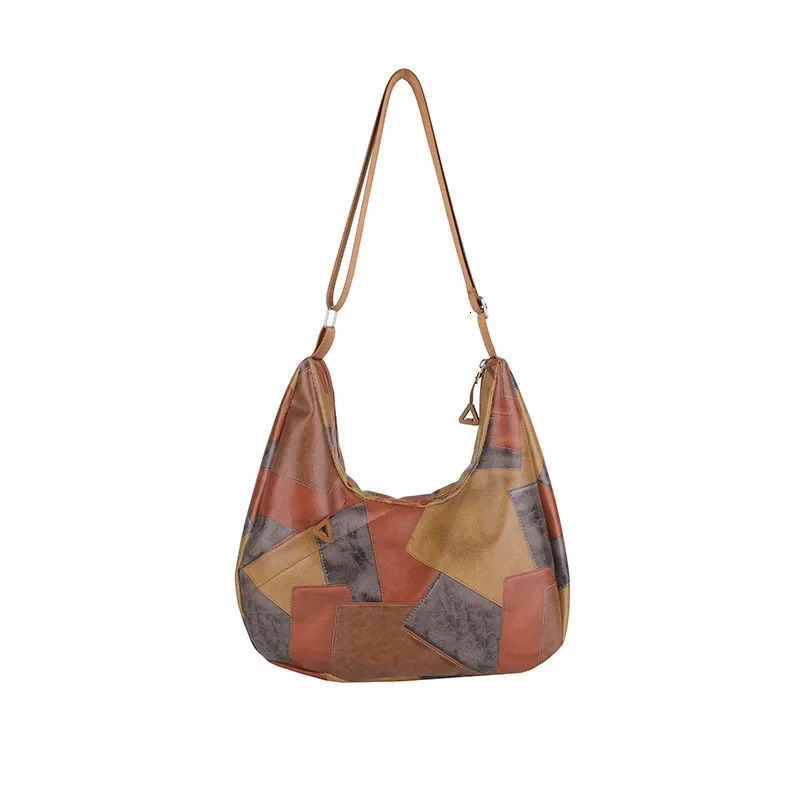 Leisure splicing large capacity womens bag summer simple shoulder bag texture lower arm handbag 241008