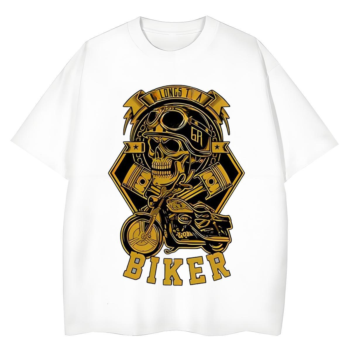 New T Shirts Women 230g Cotton Crew Neck Sport skull Unisex Tshirts Loose fit Cartoon Anime Tee Shirt