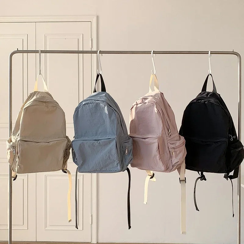 Vintage Multi Pocket Mochila Nylon Canvas Mujer Large Capacity Backpack Travel Bolsa Casual Zipper Bag 241008