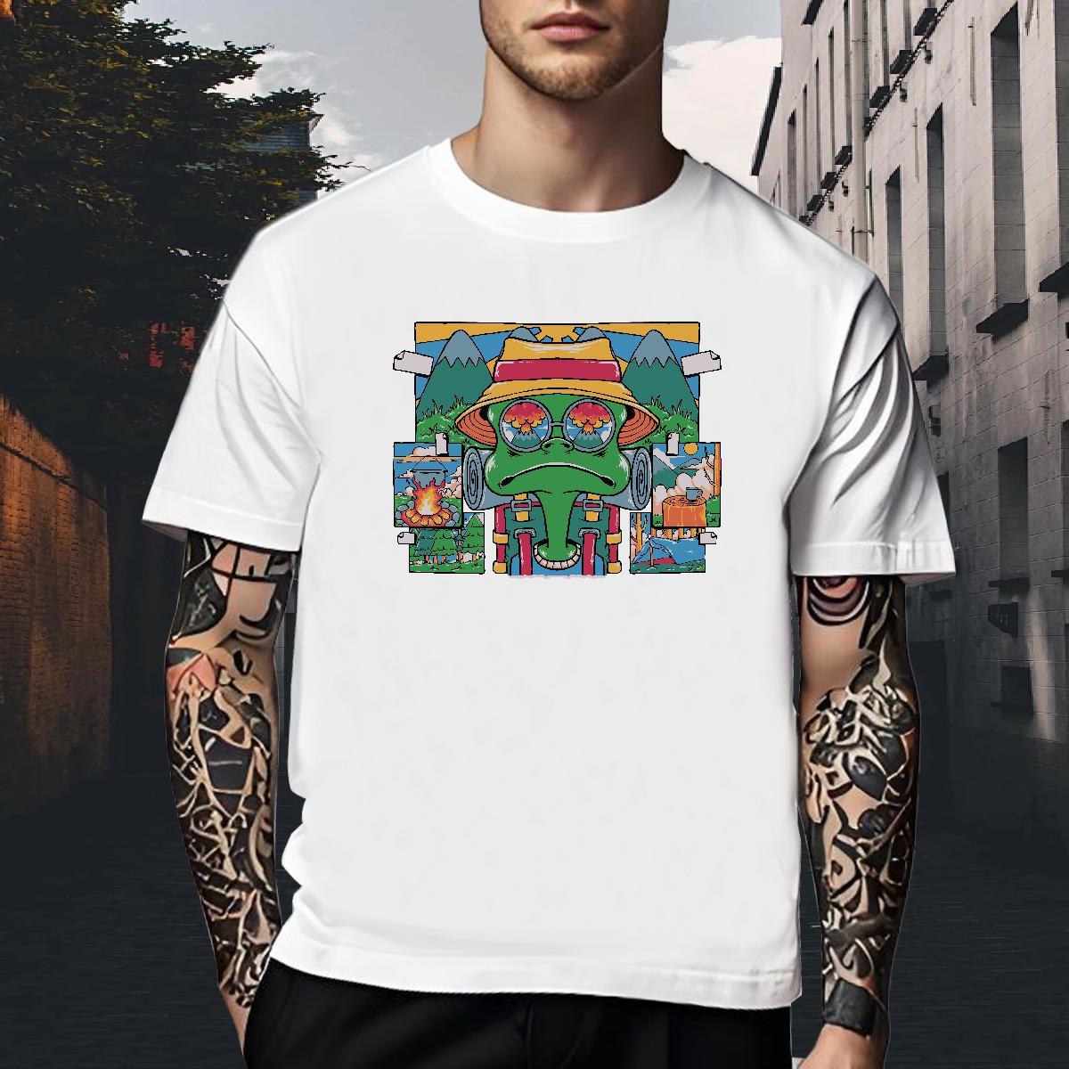 Popular Man T Shirts 230g Pure Cotton ET Anime Printing Street Plus Size Cartoon O-Neck Short Sleeve Couples T Shirts 2024 Designer Clothes