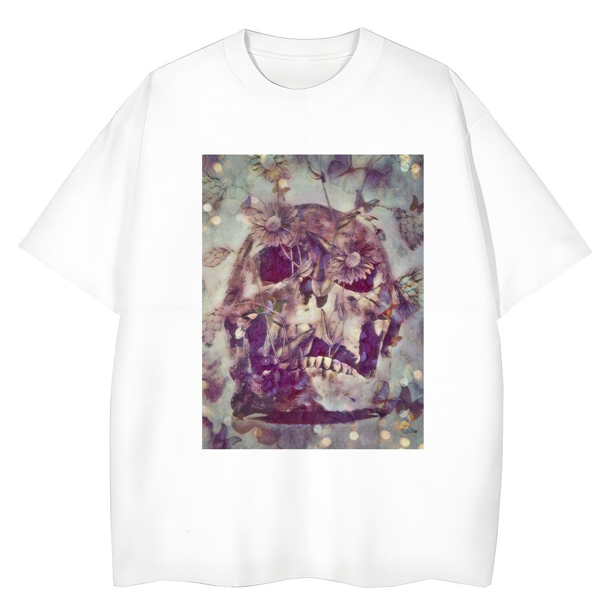 Popular Man T Shirts 230g 100% Cotton skull Spring Summer Cartoon Printing M-4XL Short Sleeve O-Neck Men Clothes T-Shirt Fashion Tops Shirt