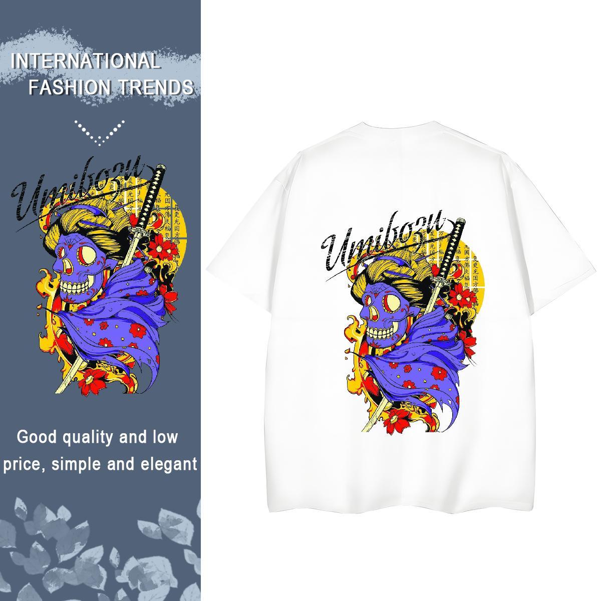 2024 Casual Women T Shirts 100% Cotton 230g Breathable Soft Summer Casual skull Couples T Shirts Female Skull Tees Shirts