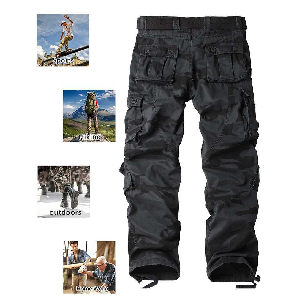 AKARMY tactical camouflage jogger outdoor tear resistant military casual loose mens sports pants made of pure cotton with multiple pockets W241009