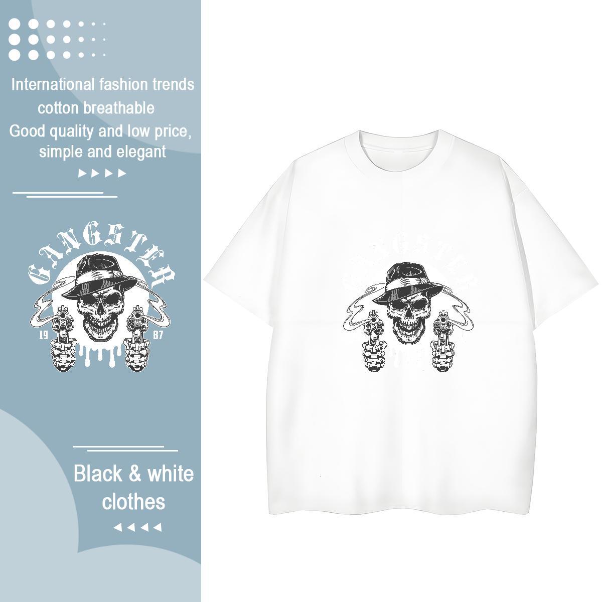 Popular T shirt 230g 100% Cotton skull Anime Printing Street Graphic Breathable Men Tshirts DIY Customized Clothings