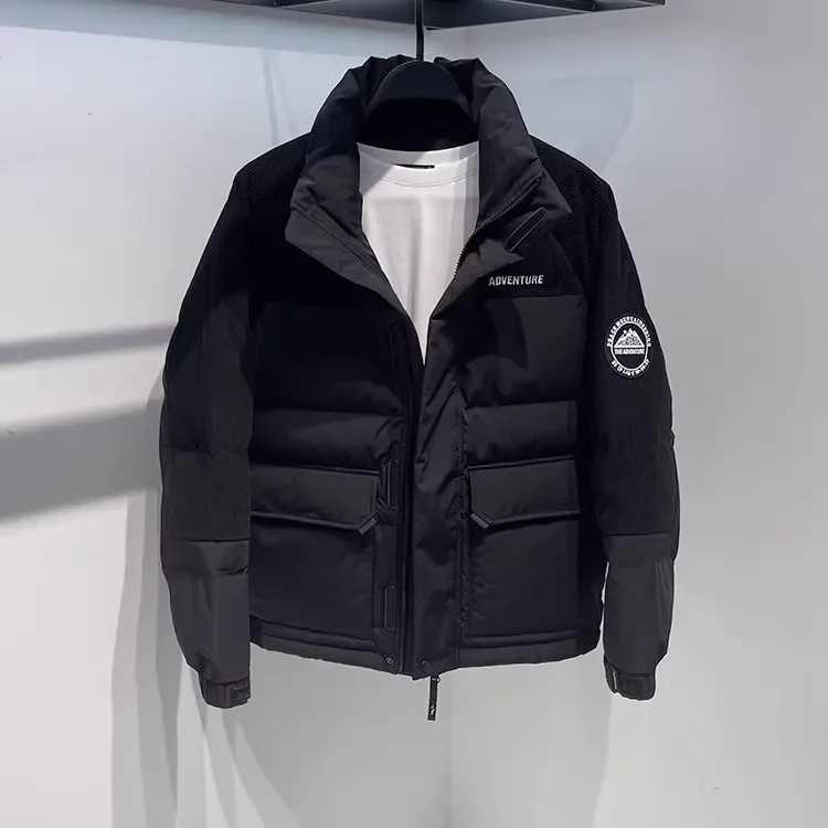 Men's Down Parkas Birds Nest 2024 Winter Thickened Warm Down Stand Collar Casual Splicing Embroidery Work Clothes Duck Down Jacket For Men Y24100