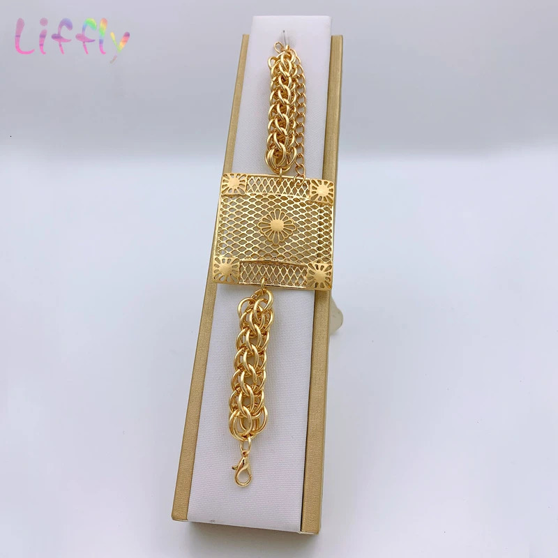 Gold African Womens Jewelry Set Necklace Nigerian Bridal Wedding Jewelry Bracelet Earrings Ring 240927
