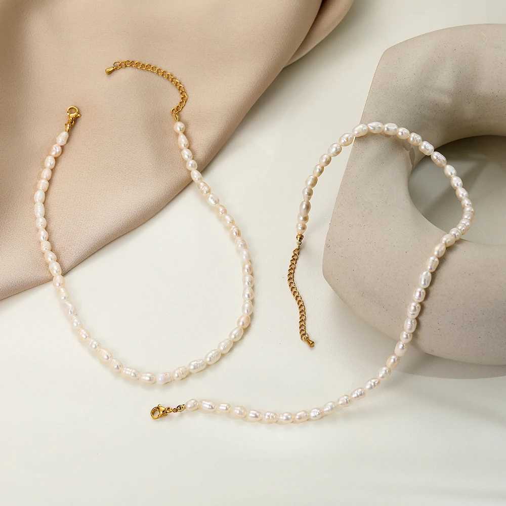Vintage Style Dainty Freshwater Rice Pearl Necklace for Men and Women Minimalist Choker Necklace Layered Jewelry For Mom GiftX241009
