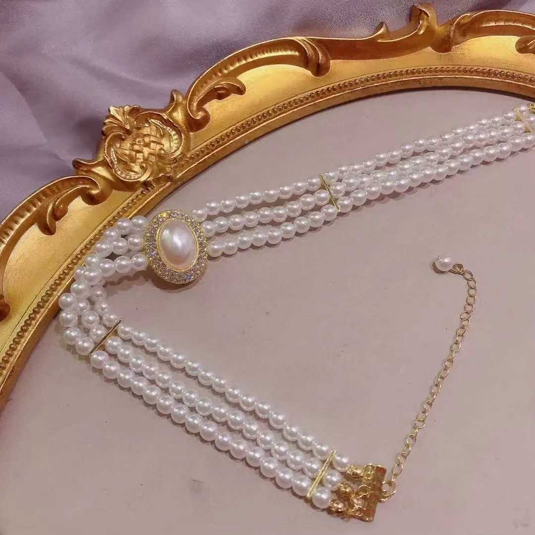 SHANGZHIHUA The Elegant Light Luxury Three-layer Pearl Collar 2021 New Trend Jewelry Fashion Womans Necklace Party GiftX241009