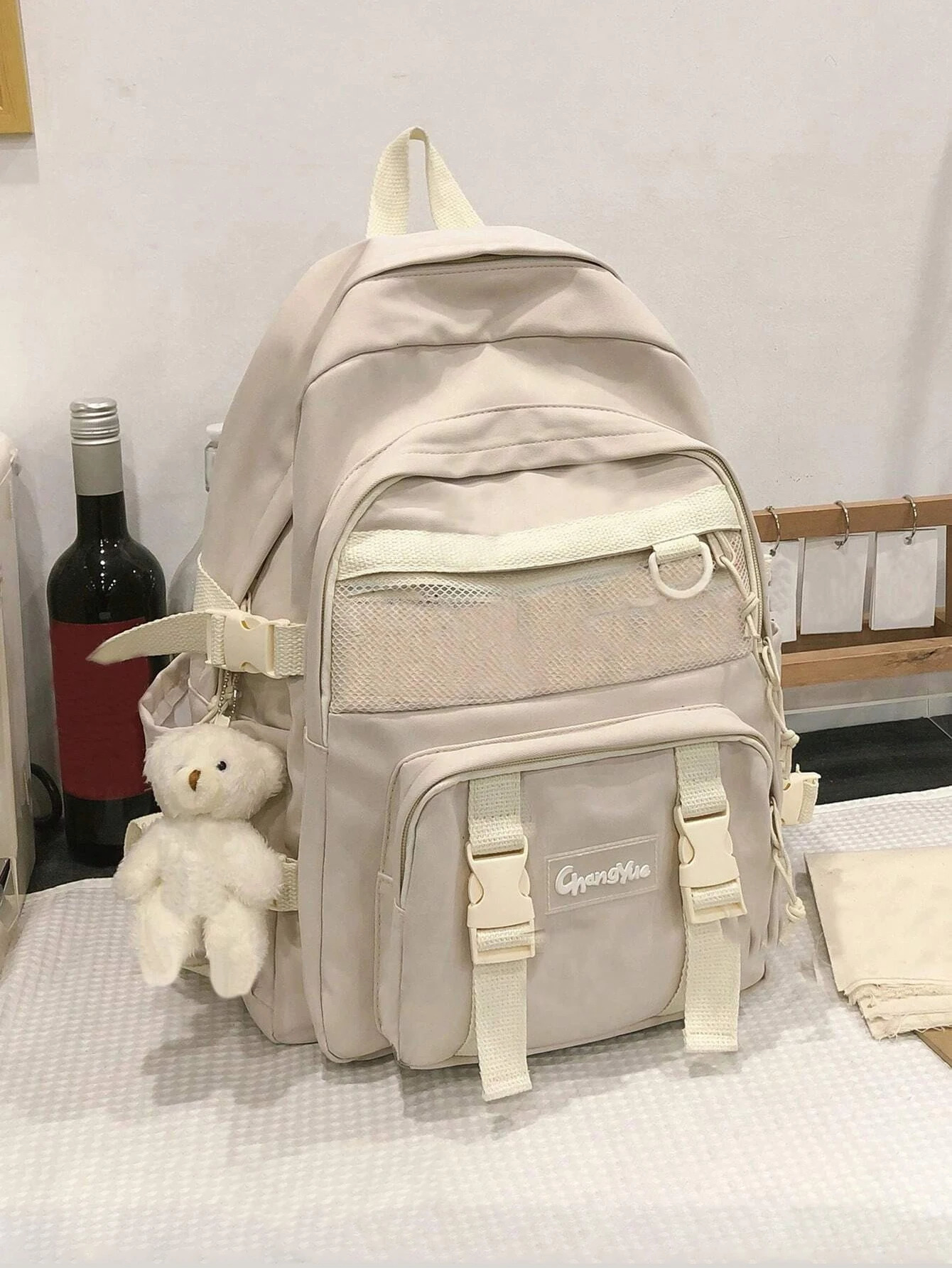 Waterproof fashion backpack large capacity antitheft school bag with pendant suitable for teenagers girls students very schools 241008