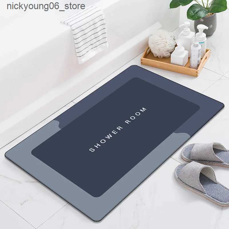 Non-Slip Bath Mats Super Absorbent Shower Bath Mat Bathroom Anti-Slip Carpet Rug Simple Kitchen Entrance Soft Door Bathtub Side Bath Mat Home Decor L2