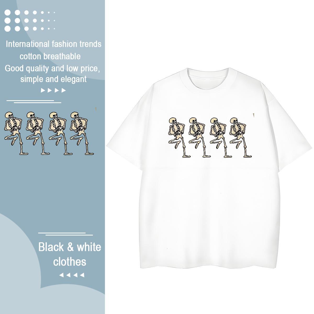 Free Shipping T shirt 230g Cotton skull Sport Custom Print Oversized Crew Neck Breathable Tshirt for Man Woman Casual New Tops