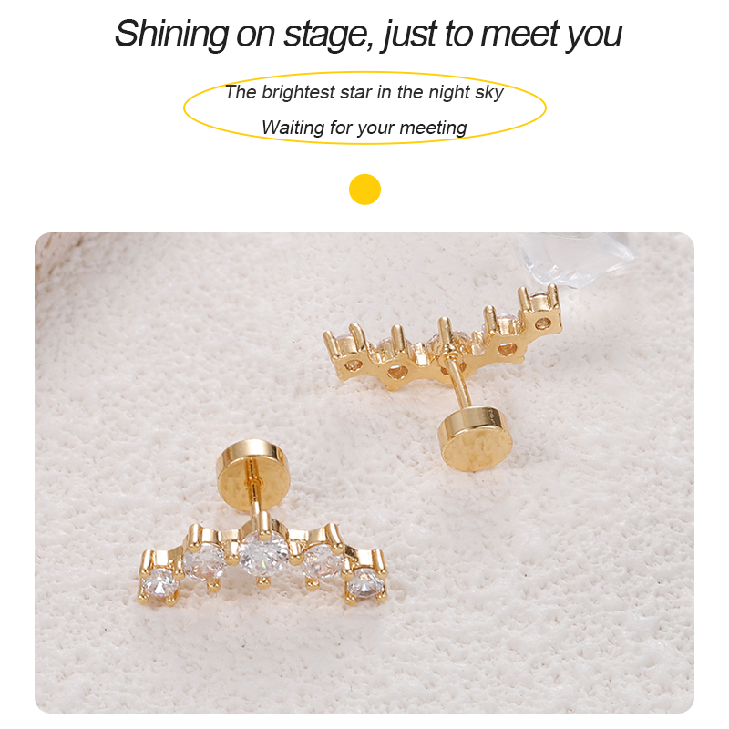 TUPMI 20G Cartilage Earrings for Women 14K Gold Stainless Steel Flat Back Cartilage Stud Earrings for Sensitive Ear Leaf Opal CZ Handmade Helix