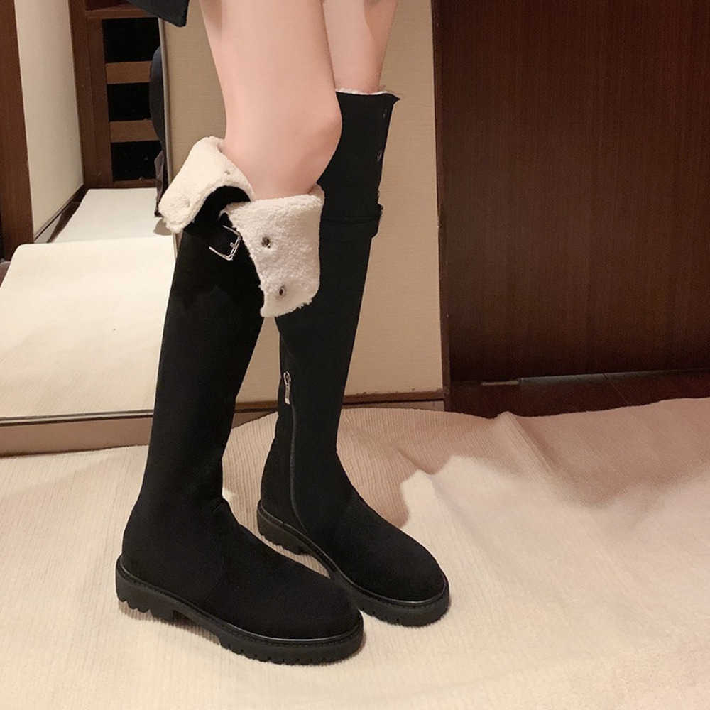 Plush Thick Heeled Fashion Boots Thigh High Heel Boots Over The Knee Boots Womens Long Martin Boots 240826
