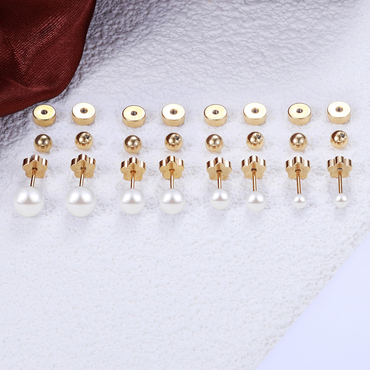 TUPMI Flat Back Pearl Stud Earrings for Women Girls Stainless Steel Small Pearl Cartilage Earrings Hypoallergenic Pearl for Sensitive Skin Helix Pierc