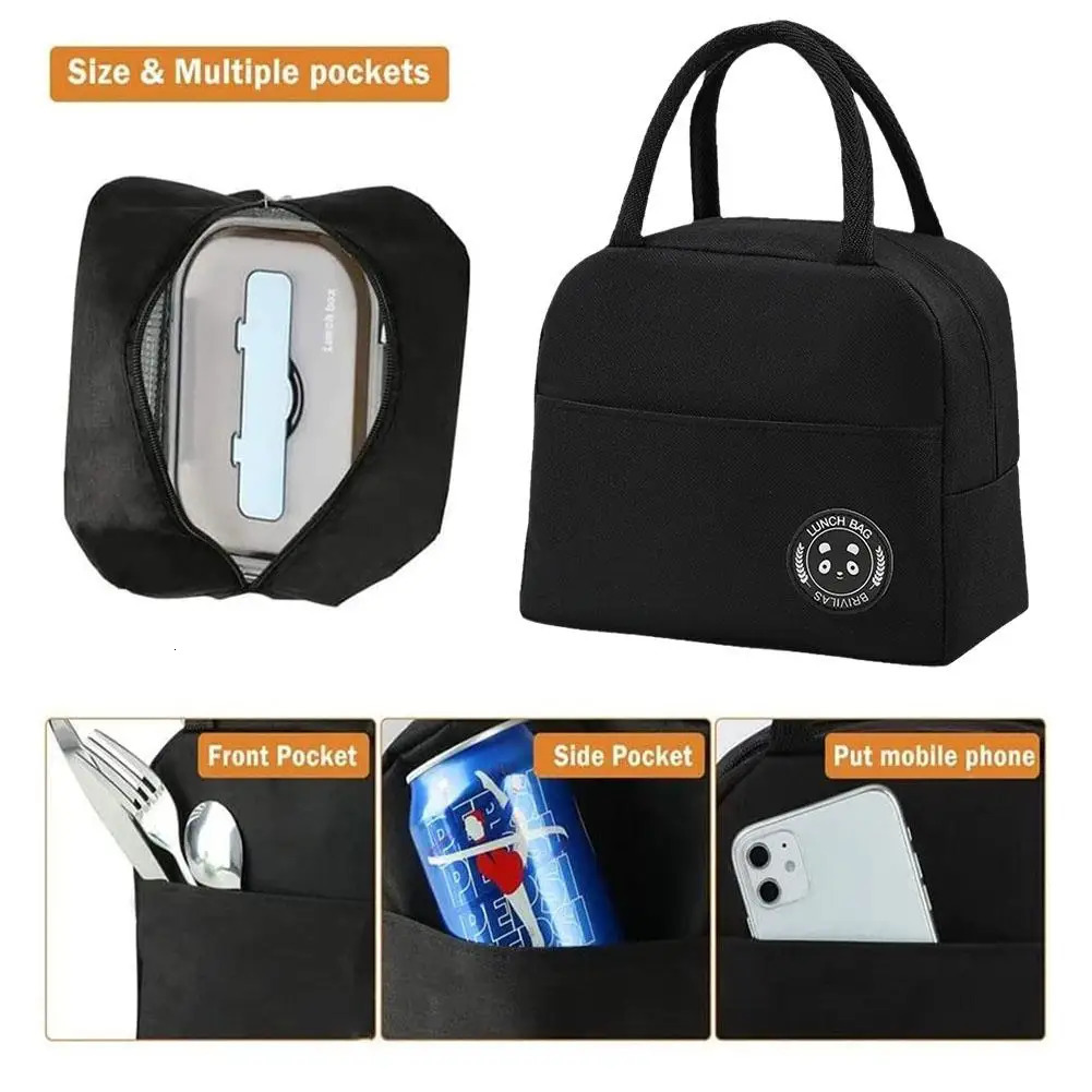 Insulated Lunch Bag Fresh Cooler Thermal Bags Portable Box Ice Pack Tote Food Zipper Camping Picnic Large Capacity 240925