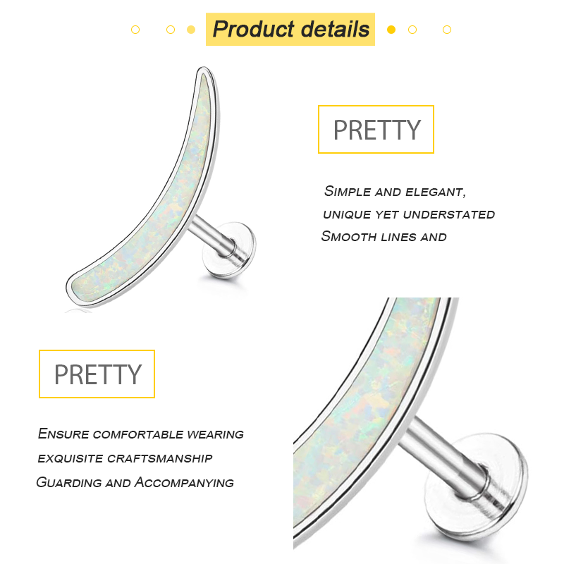 G23 Titanium Cartilage Earrings for Women 16G Pure Titanium Flat Back Stud for Sensitive Ear Cartilage Opal CZ Stud Earrings Internally Threaded Conch