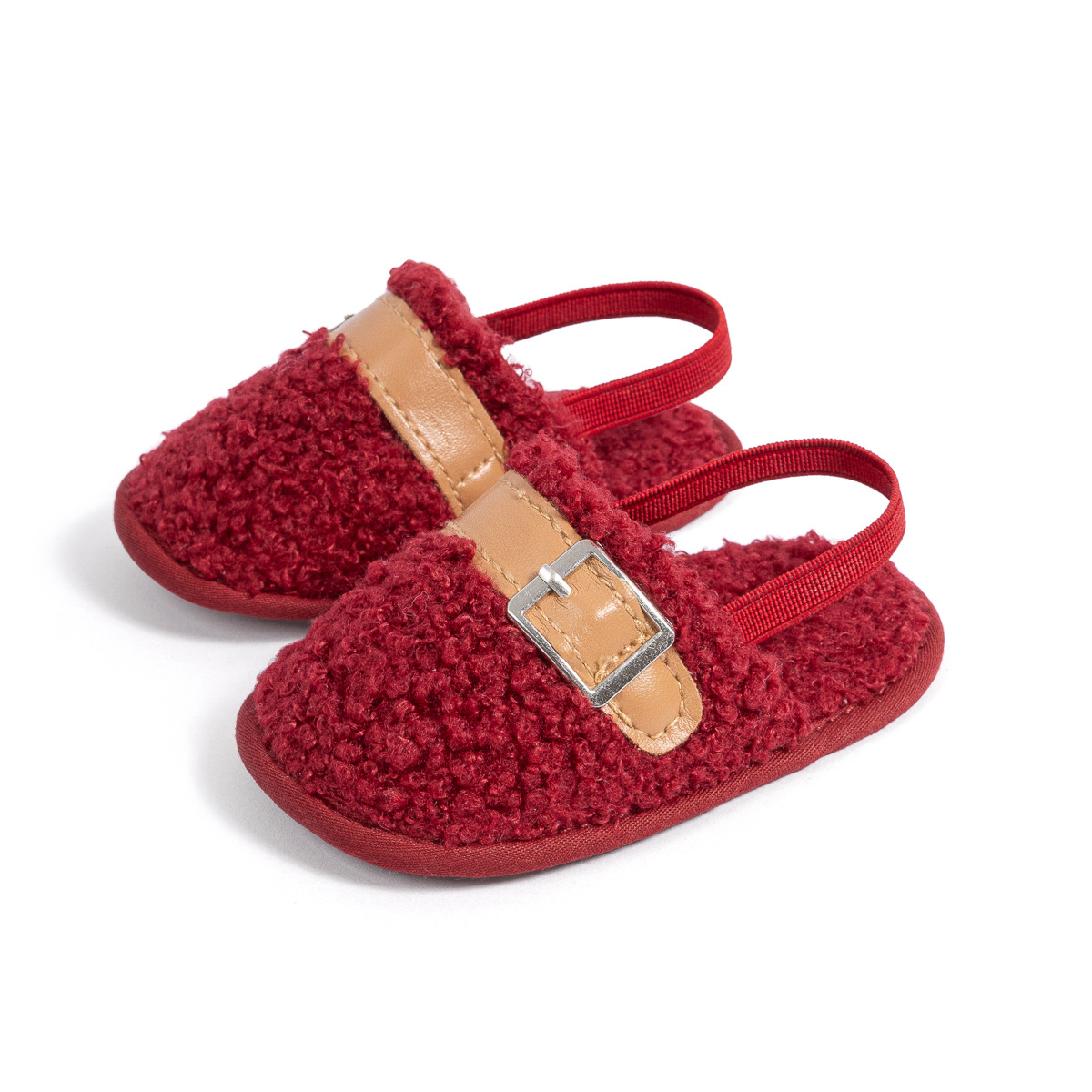 Fluffy Baby Slides Slippers Soft Plush Warm Hoop and Loop Elastic Band House Shoes for Toddlers Infant Winter House Home Indoor cutefeet Slipper Shoes