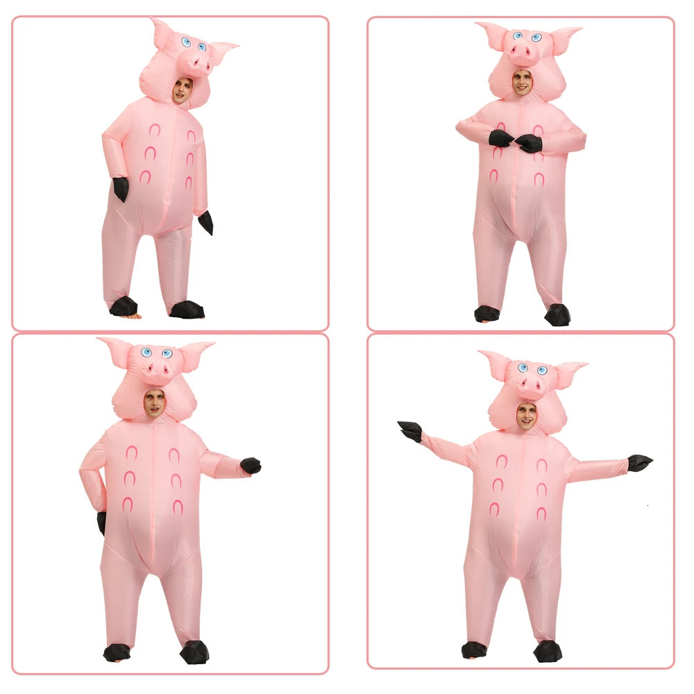 Adult mascot pink pig inflatable costume Halloween cosplay male and female animal party disco 241007