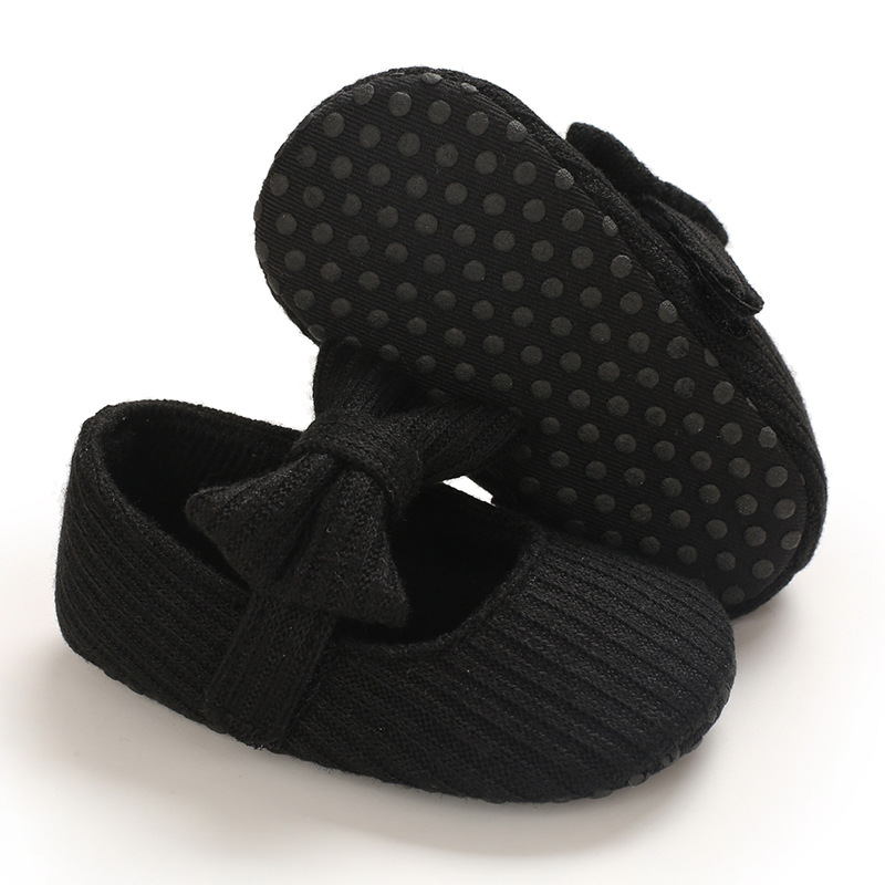 Baby Girl Princess Shoes Toddler Cute Bowknot Solid Color Knitted Non-slip Flat Soft-sole Lovely Butterfly-knot cutefeet Infant First Walkers Shoes 0-
