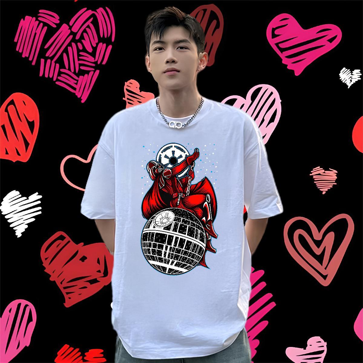 Loose T-Shirts 230g Cotton ET High Street Hip Hop DIY Printed Breathable Soft Men Tees New Designer Clothings