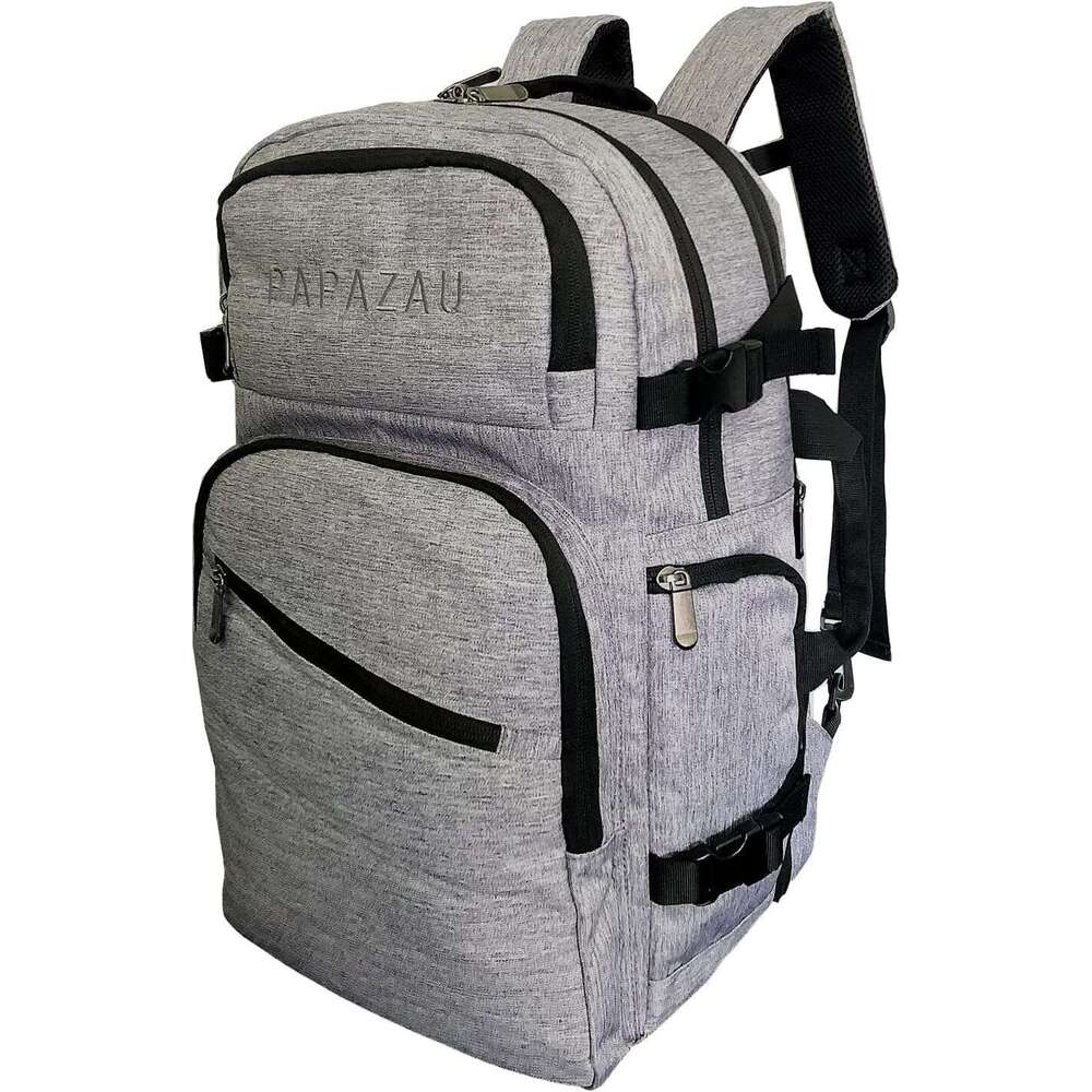 40L Travel Flight Approved Carry on Backpack Weekender Bag for Women Men (Grey)