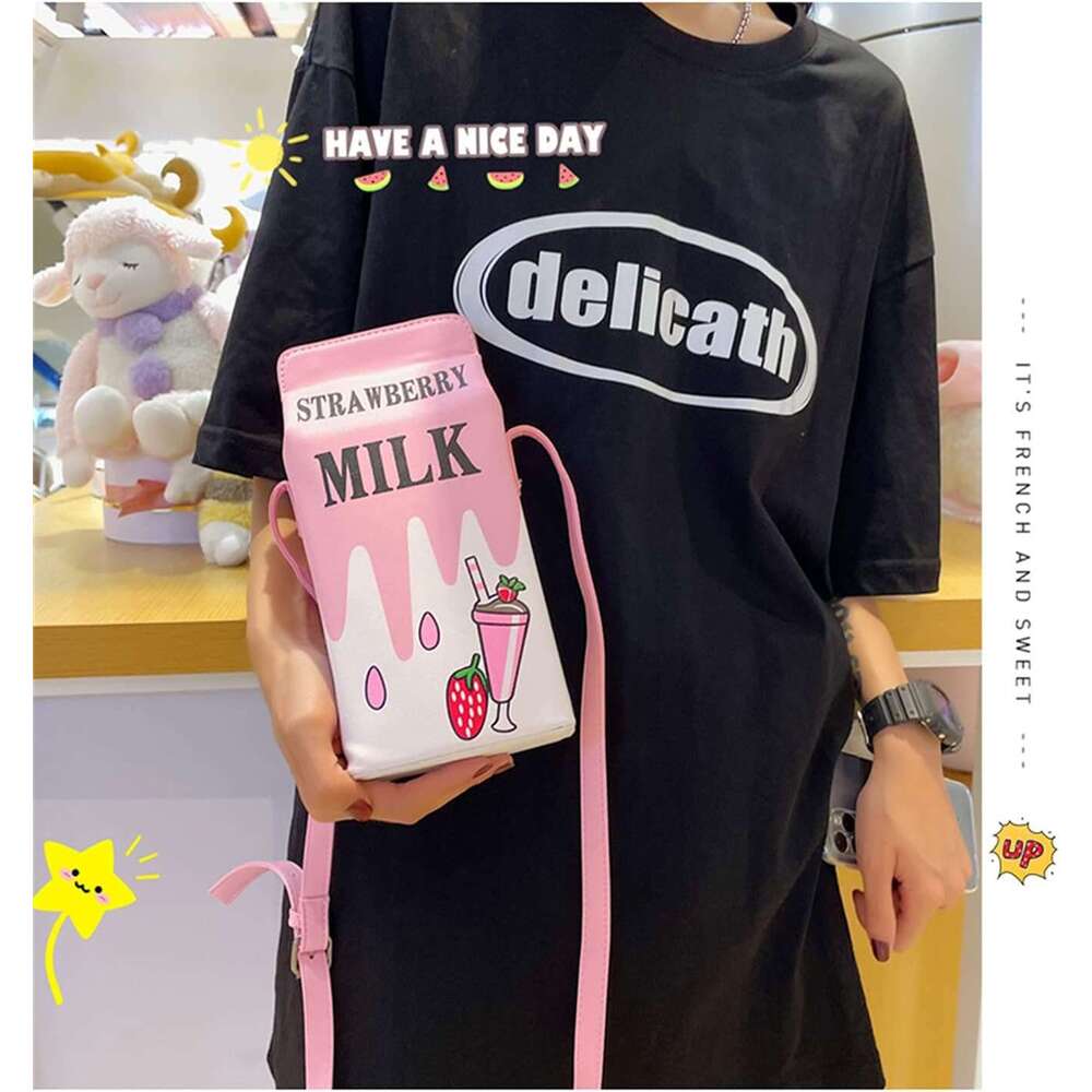 Fruits Unique Girls Banana Strawberry Milk Box Cross Body Purse Women Phone Wallet Shoulder Bag Super Gift