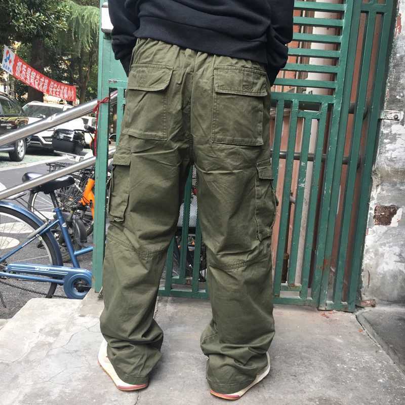 150kg plus size chubby mens work cargo pants mens loose multi pocket casual straight sports pants outdoor tactical bag pants W241009