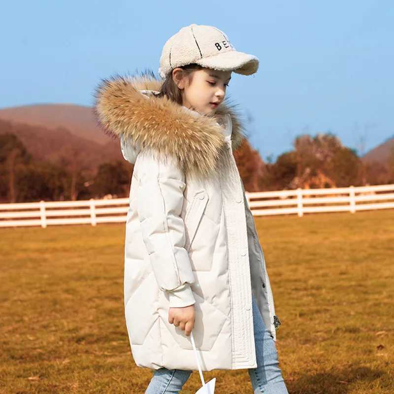 Down Coat Children overcoat Winter Girls clothing warm Down jacket girl clothes Parka real Fur Hooded Coat Outerwear s snowsuit 5-16 Y H241010